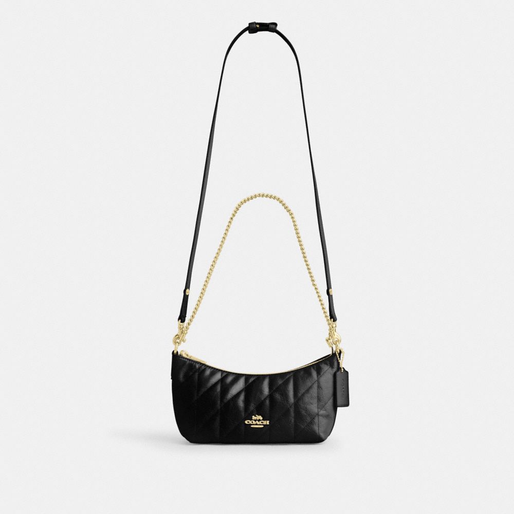 Coach Caitlin Shoulder Bag With Quilting Gold Black
