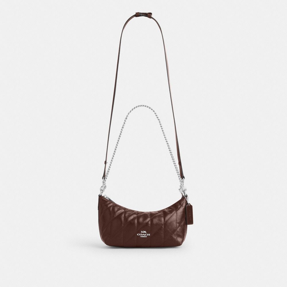 Coach Caitlin Shoulder Bag With Quilting Silver Maple