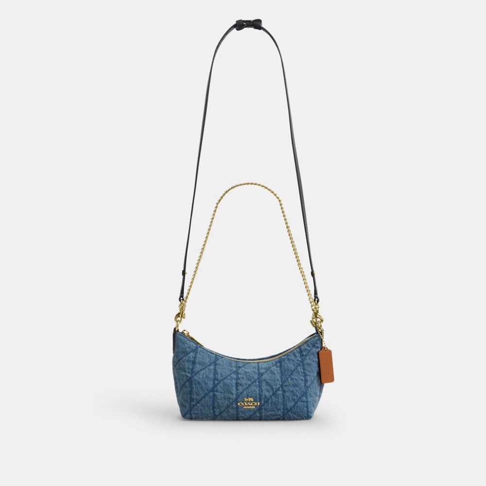 Coach Caitlin Shoulder Bag With Quilting Gold Indigo