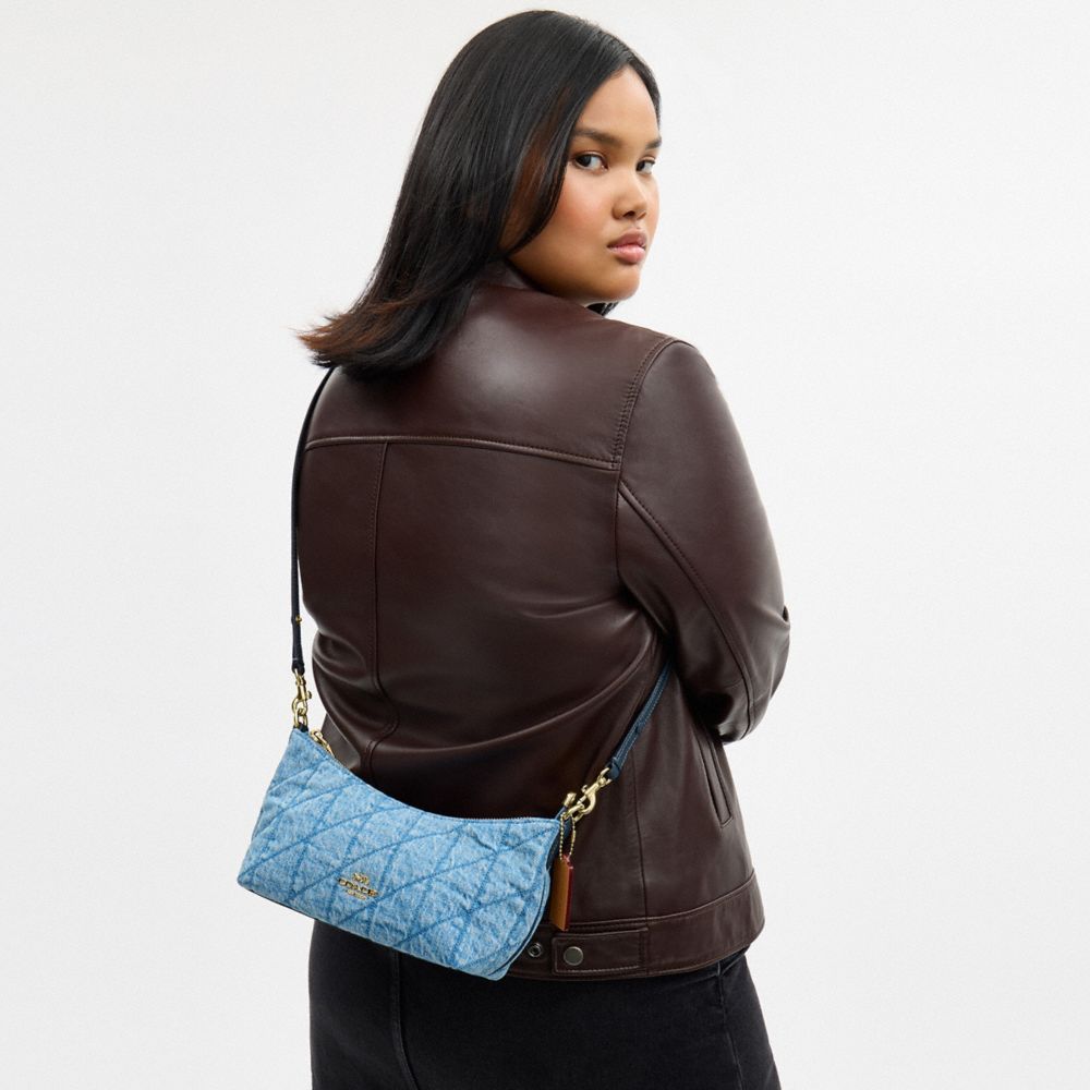 Coach Caitlin Shoulder Bag With Quilting Gold Indigo