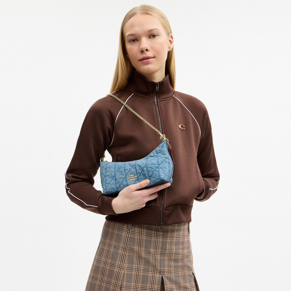 Coach Caitlin Shoulder Bag With Quilting Gold Indigo