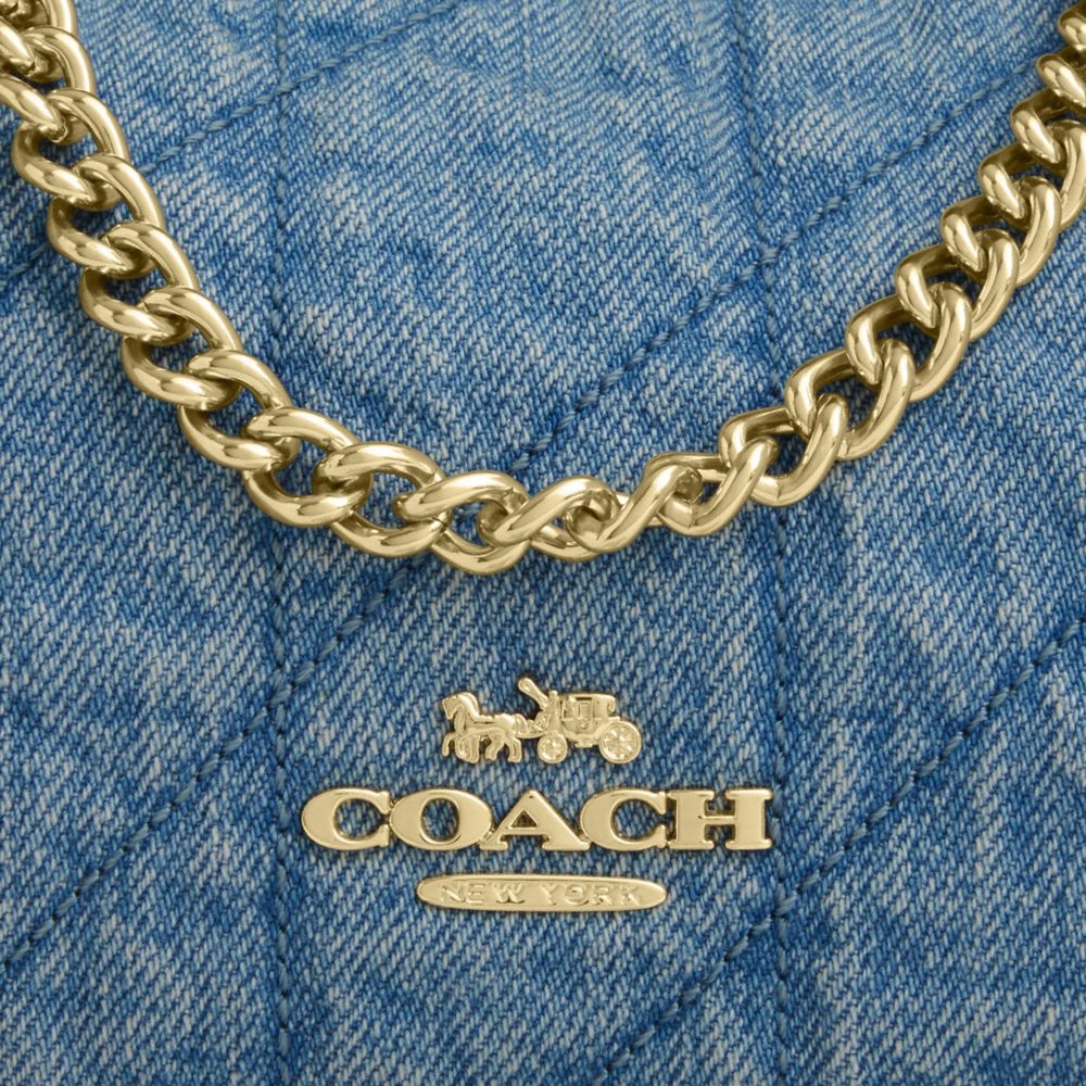 Coach Caitlin Shoulder Bag With Quilting Gold Indigo