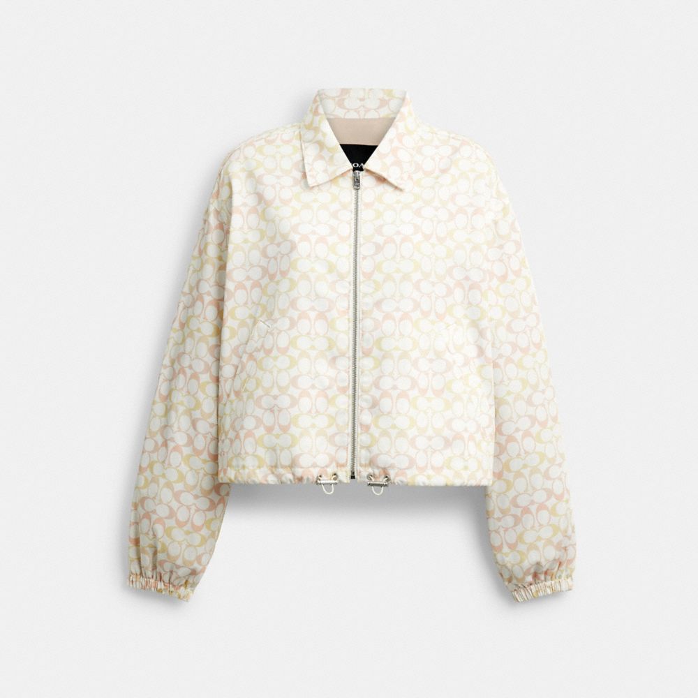 Coach Signature Blouson Windbreaker In Recycled Polyester Pink Multi