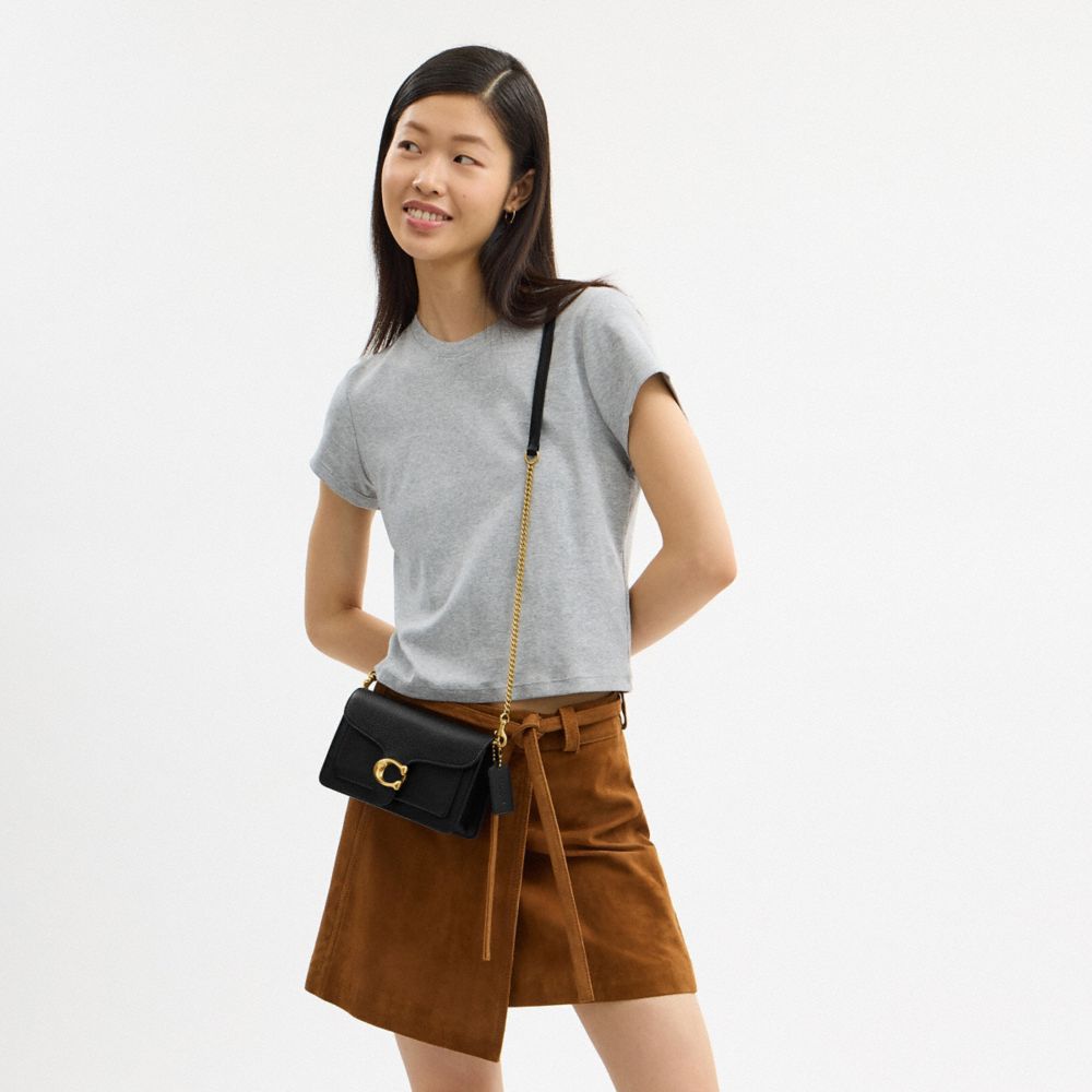 Coach Tabby Chain Clutch Brass Black
