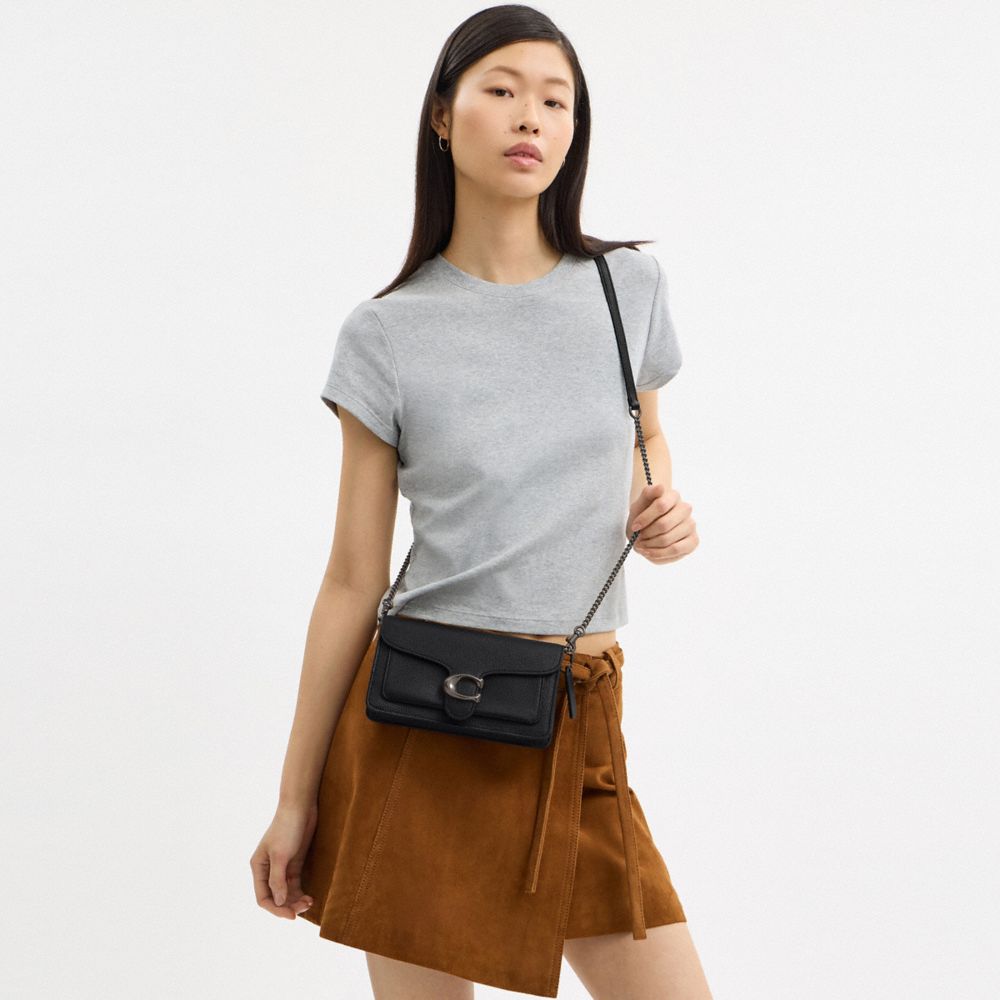 Coach Tabby Chain Clutch Pewter Black