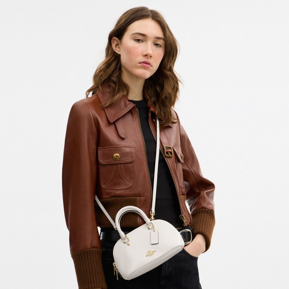 Coach Lara Mini Satchel Bag Gold Chalk