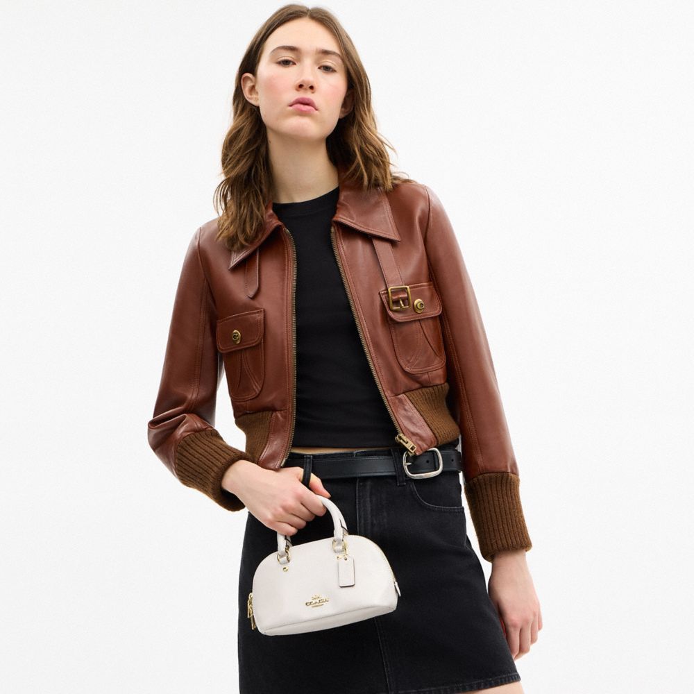 Coach Lara Mini Satchel Bag Gold Chalk