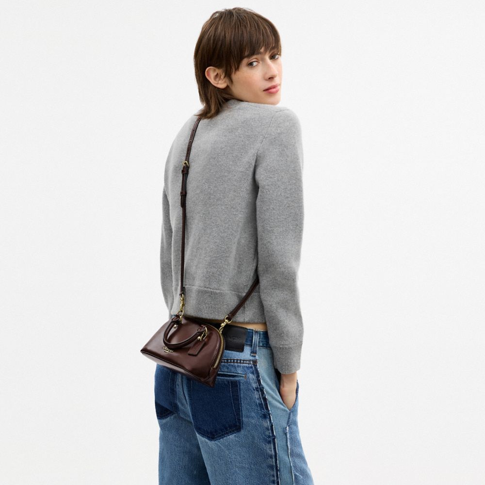 Coach Lara Mini Satchel Bag Gold Maple