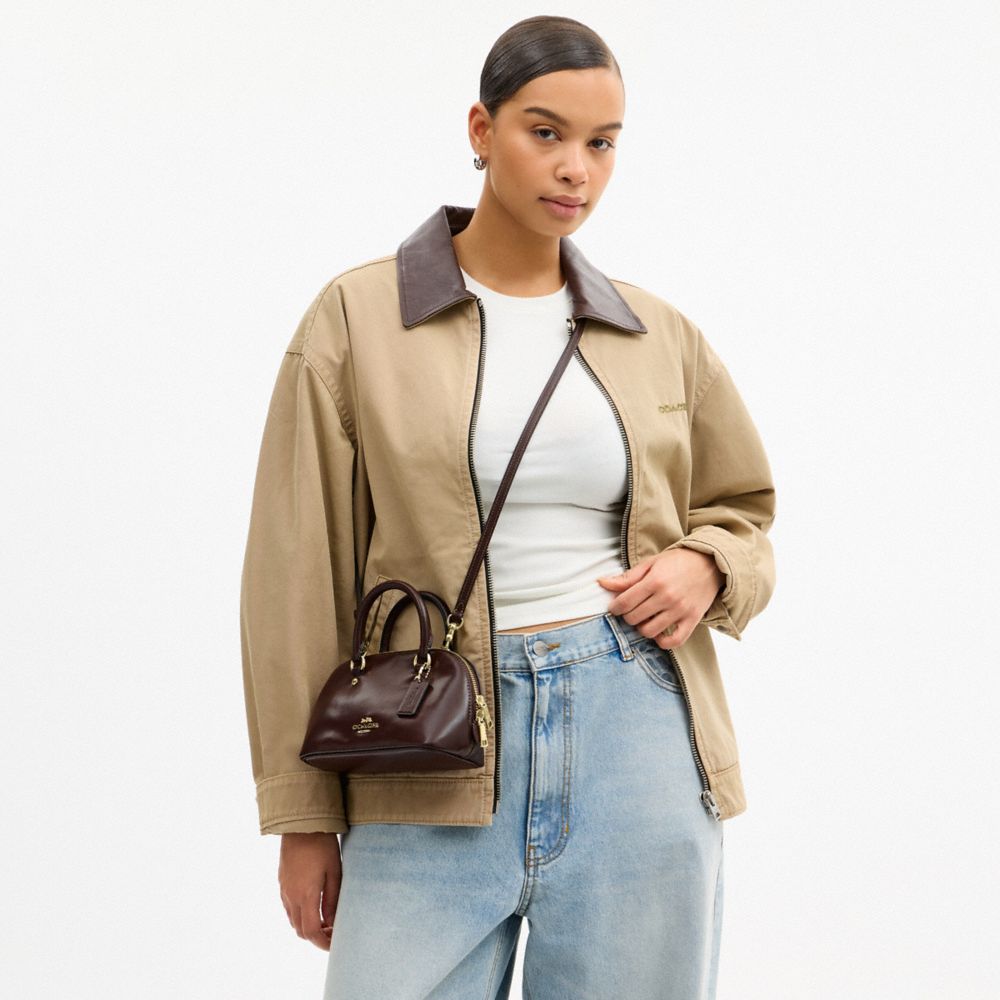 Coach Lara Mini Satchel Bag Gold Maple