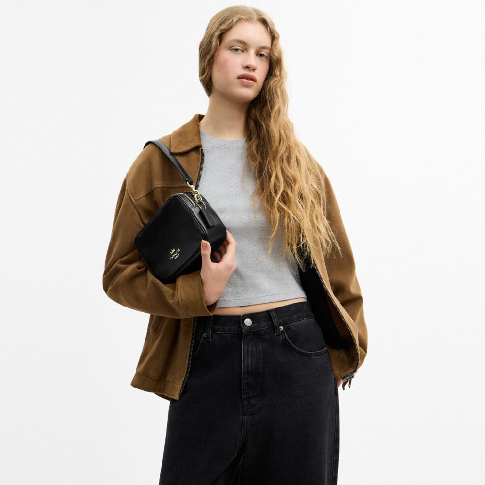 Coach Mini Carey Crossbody Bag Gold Black