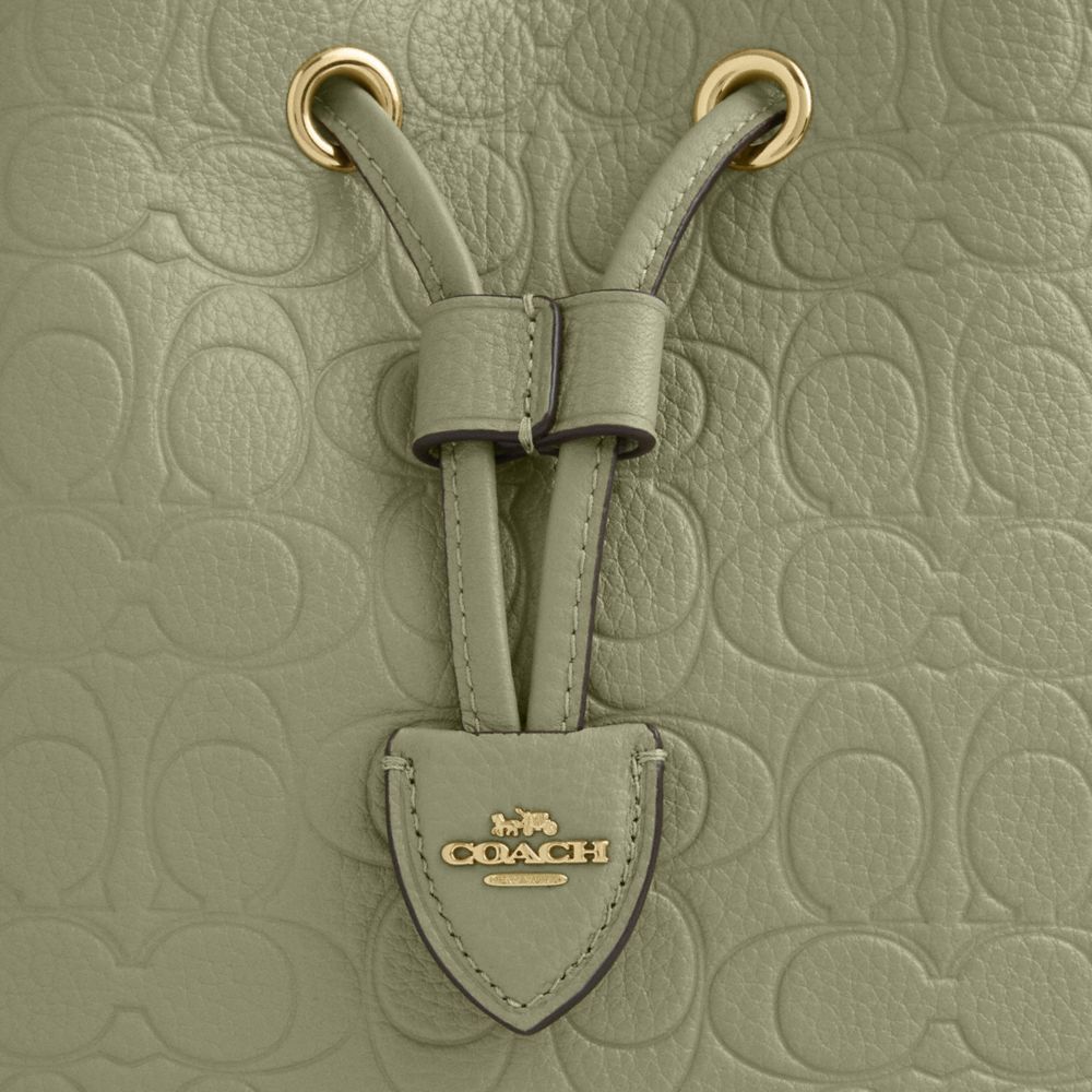 Coach Rowan Bucket Bag In Signature Leather Gold Pistachio
