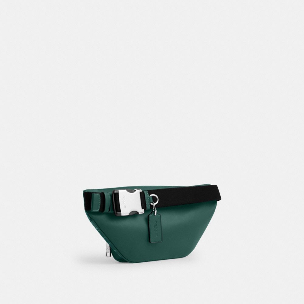 Coach Racer Small Belt Bag In Signature Canvas Silver Sea Green