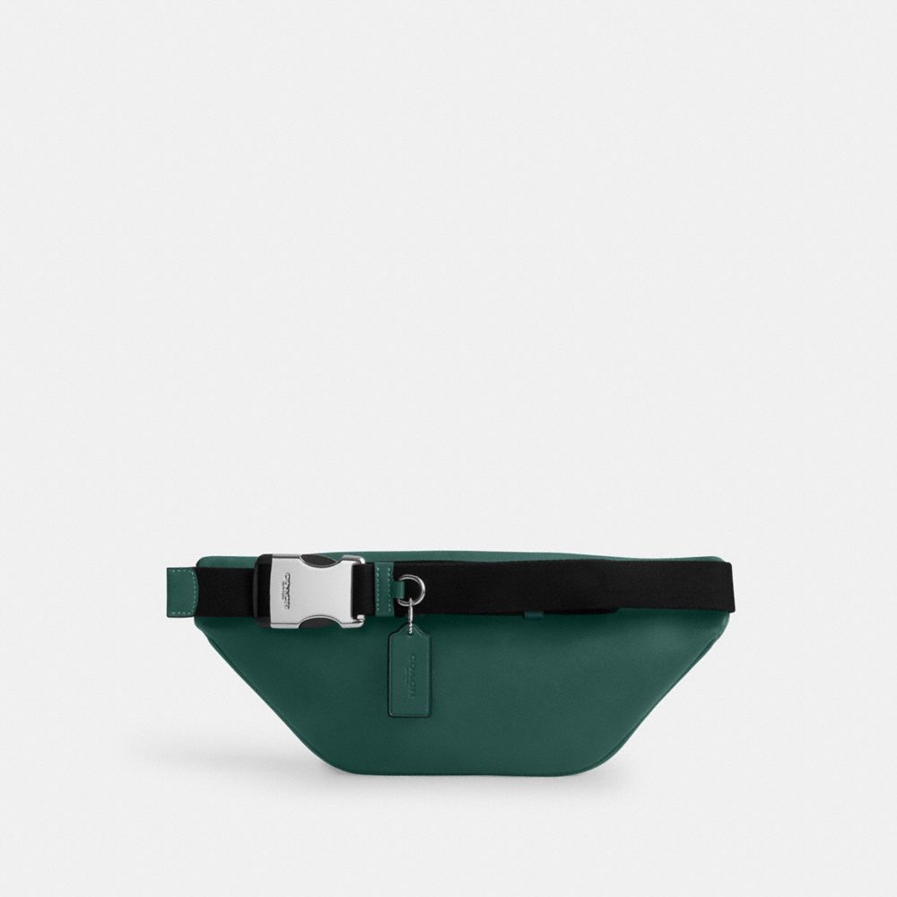 Coach Racer Small Belt Bag In Signature Canvas Silver Sea Green