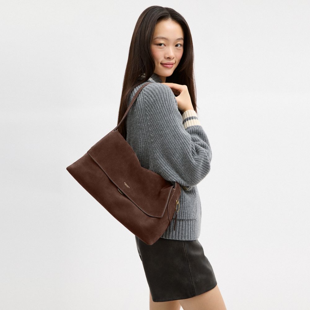 Coach Chelsea Shoulder Bag 36 Brass Dark Chocolate