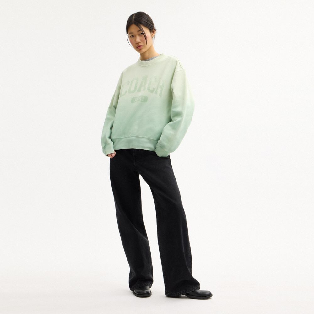 Coach Ombre Sporty Crewneck Sweatshirt In Organic Cotton Mint