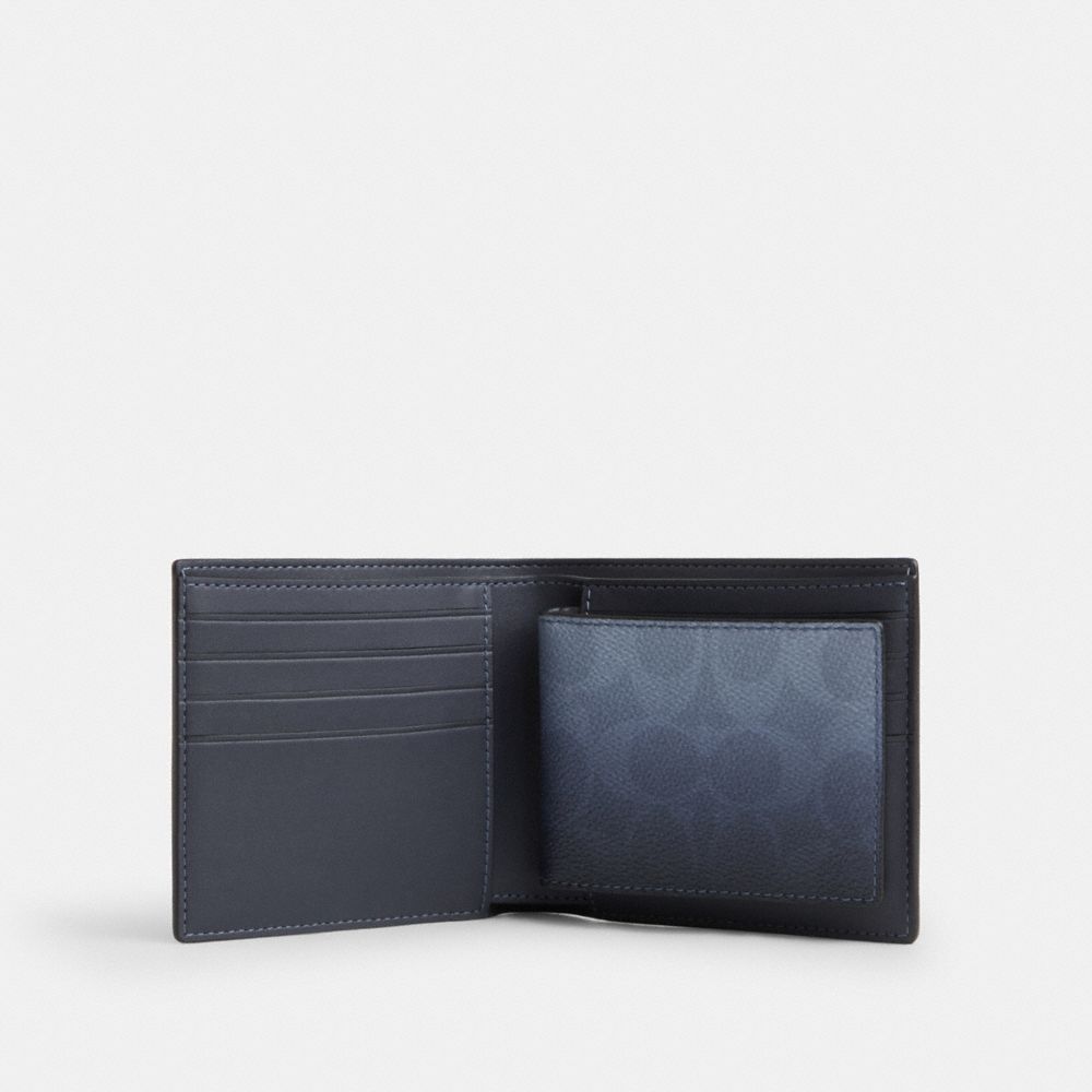 Coach 3 In 1 Wallet In Ombre Signature Canvas Blue