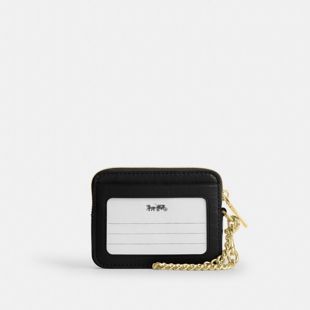 Coach Zip Card Case With Quilting Gold/Black