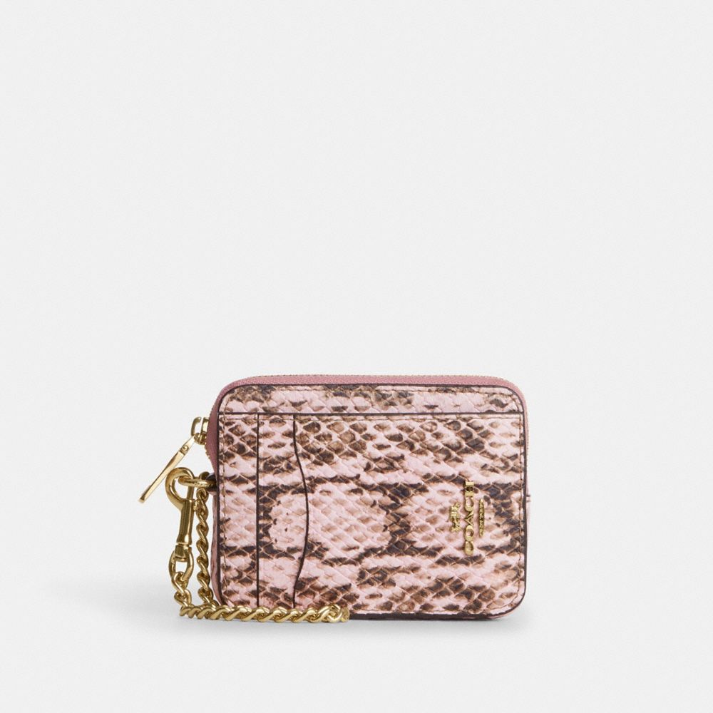 Coach Zip Card Case Gold/Pink