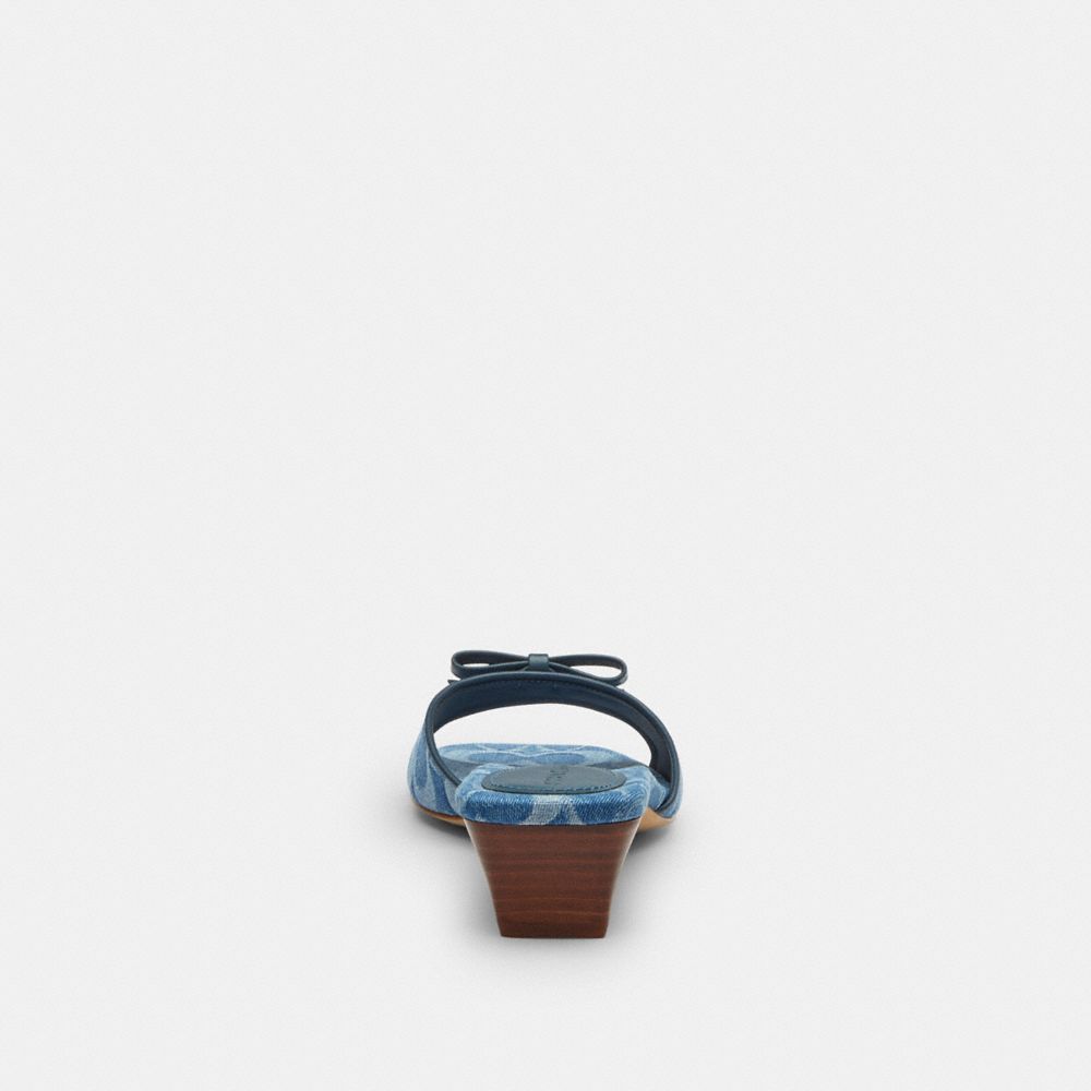 Women's Coach Bow Kitten Heel Sandal In Signature Denim Indigo