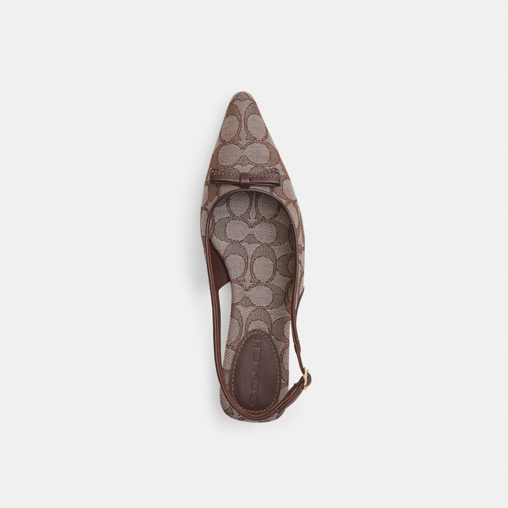 Women's Coach Bow Slingback Heel In Signature Jacquard Oak Maple