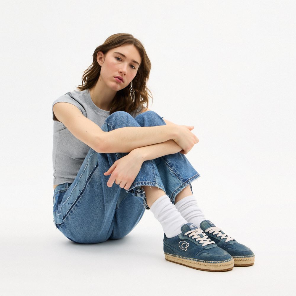 Women's Coach Soho Espadrille Sneaker In Loved Denim Denim