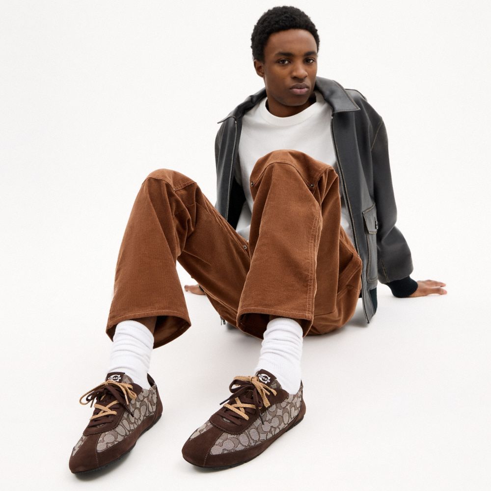 Men's Coach Soft Sneaker In Signature Jacquard Maple Oak