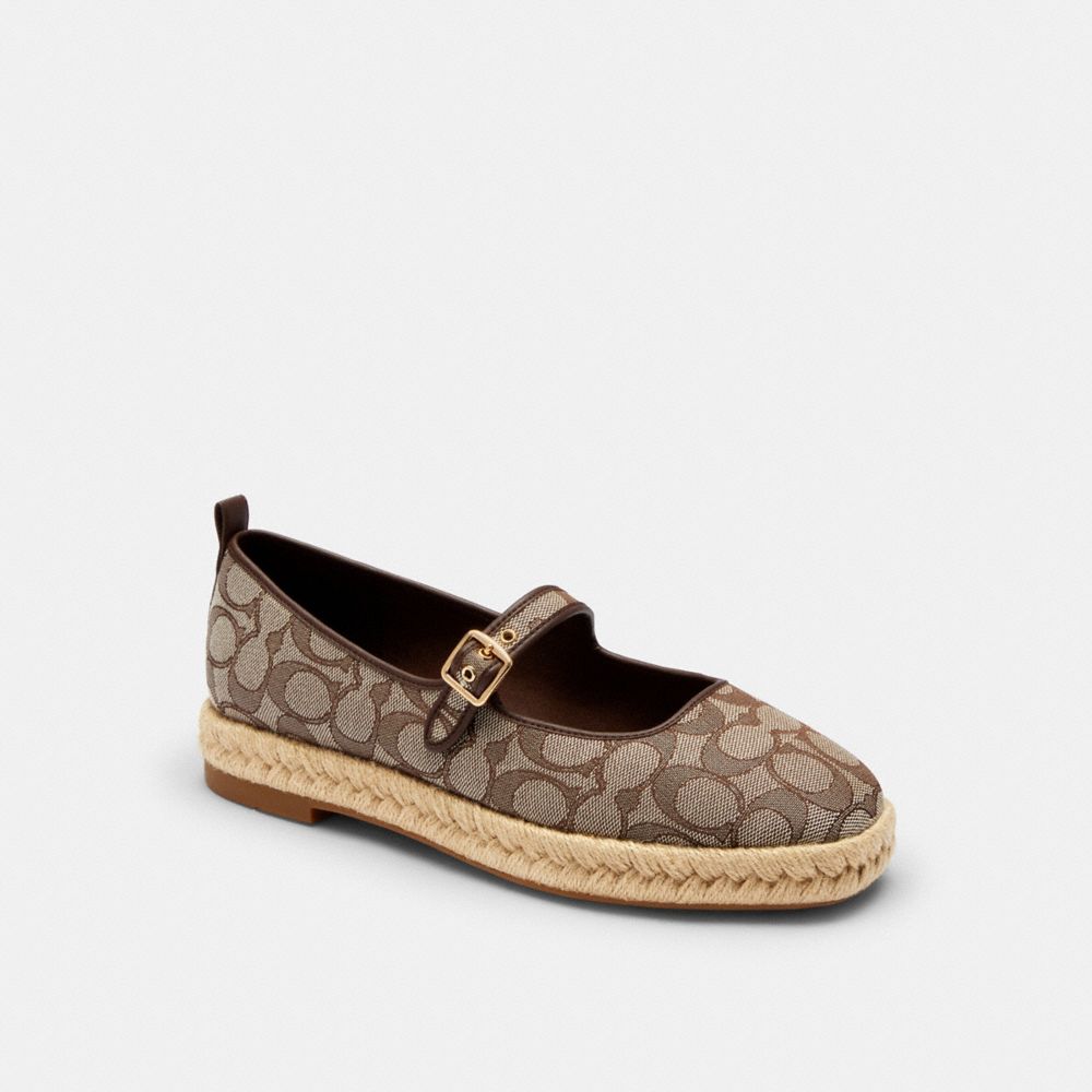 Women's Coach Mary Jane Espadrille In Signature Jacquard Oak Maple