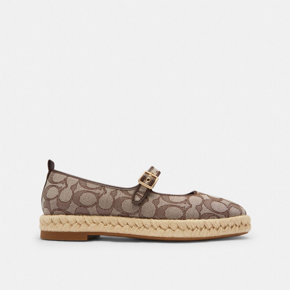 Women's Coach Mary Jane Espadrille In Signature Jacquard Oak Maple
