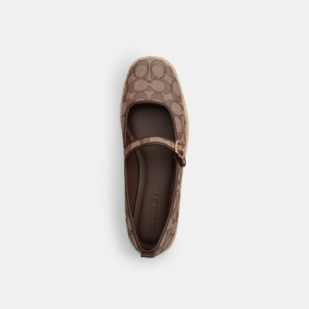 Women's Coach Mary Jane Espadrille In Signature Jacquard Oak Maple