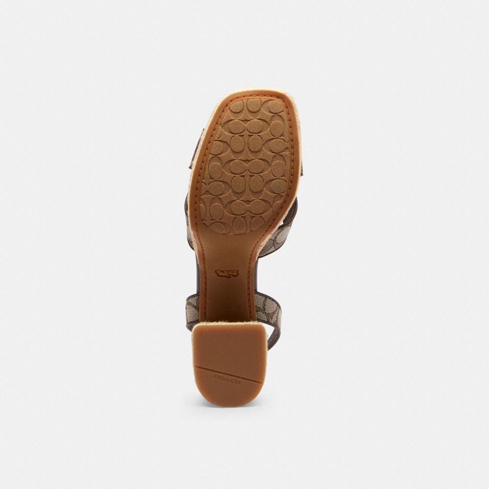 Women's Coach Block Heel Sandal In Signature Jacquard Oak Maple