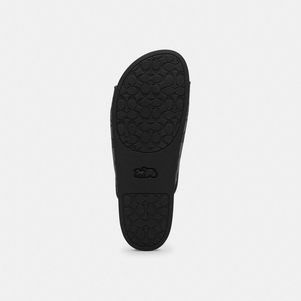 Women's Coach Two Band Buckle Sandal In Signature Jacquard Charcoal Black