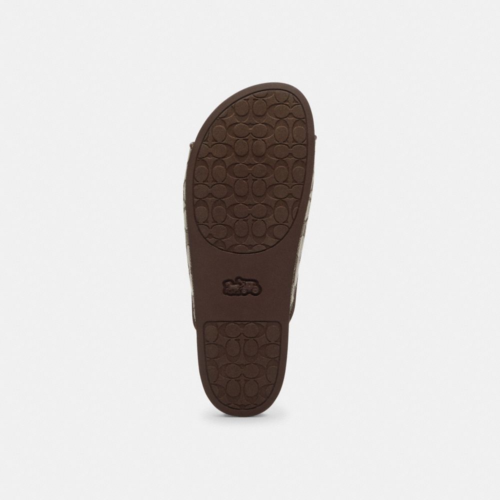 Women's Coach Two Band Buckle Sandal In Signature Jacquard Oak Maple