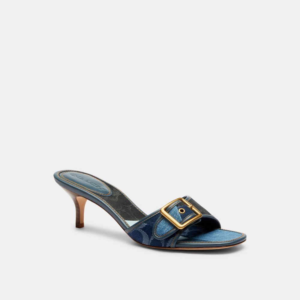 Women's Coach Margot Sandal With Signature Denim Patchwork Denim Multi