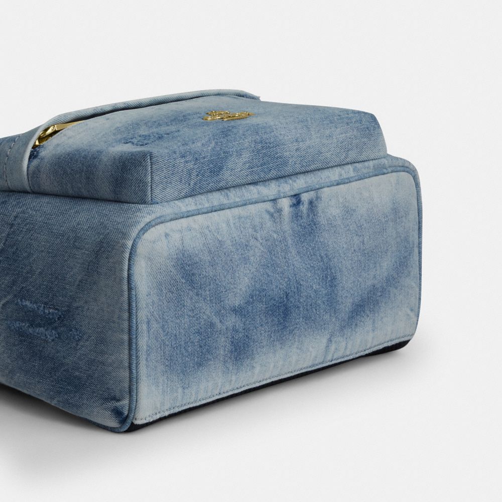 Coach Taylor Small Backpack In Loved Denim Gold Light Indigo