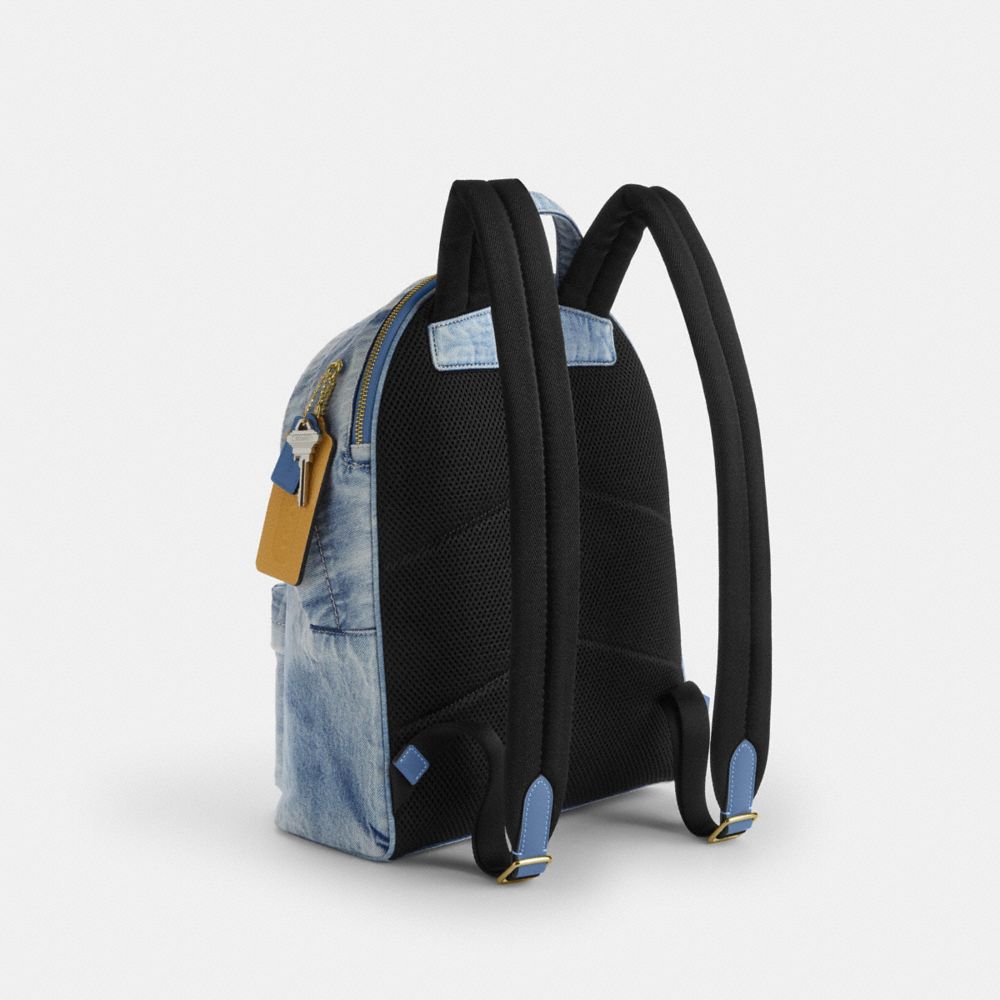 Coach Taylor Small Backpack In Loved Denim Gold Light Indigo