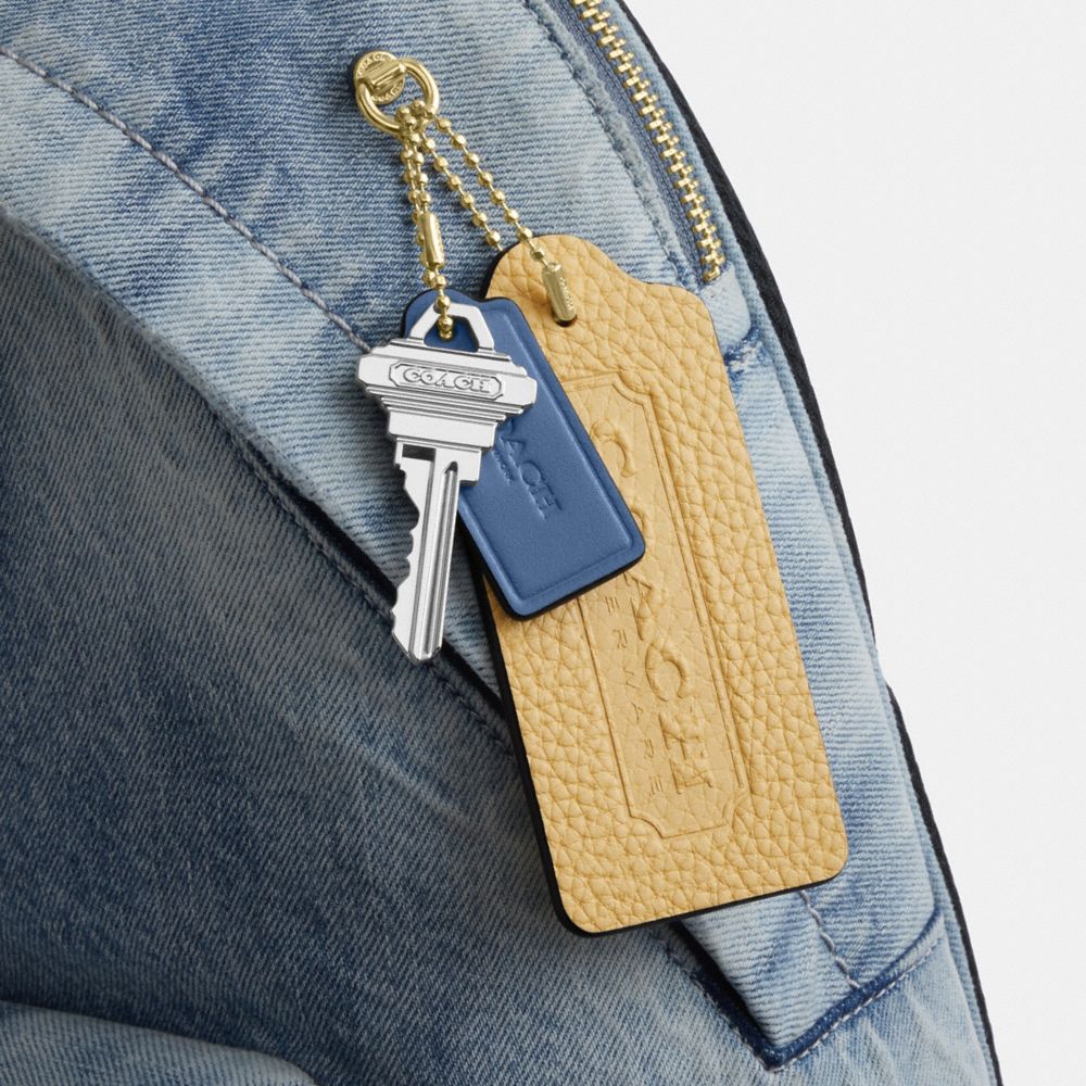 Coach Taylor Small Backpack In Loved Denim Gold Light Indigo