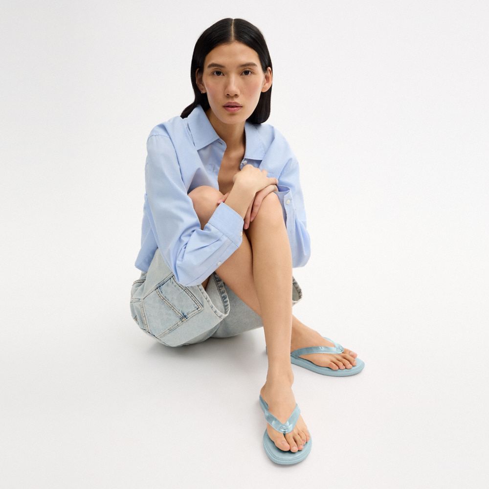 Women's Coach Jelly Flip Flop In Signature Sea Mist