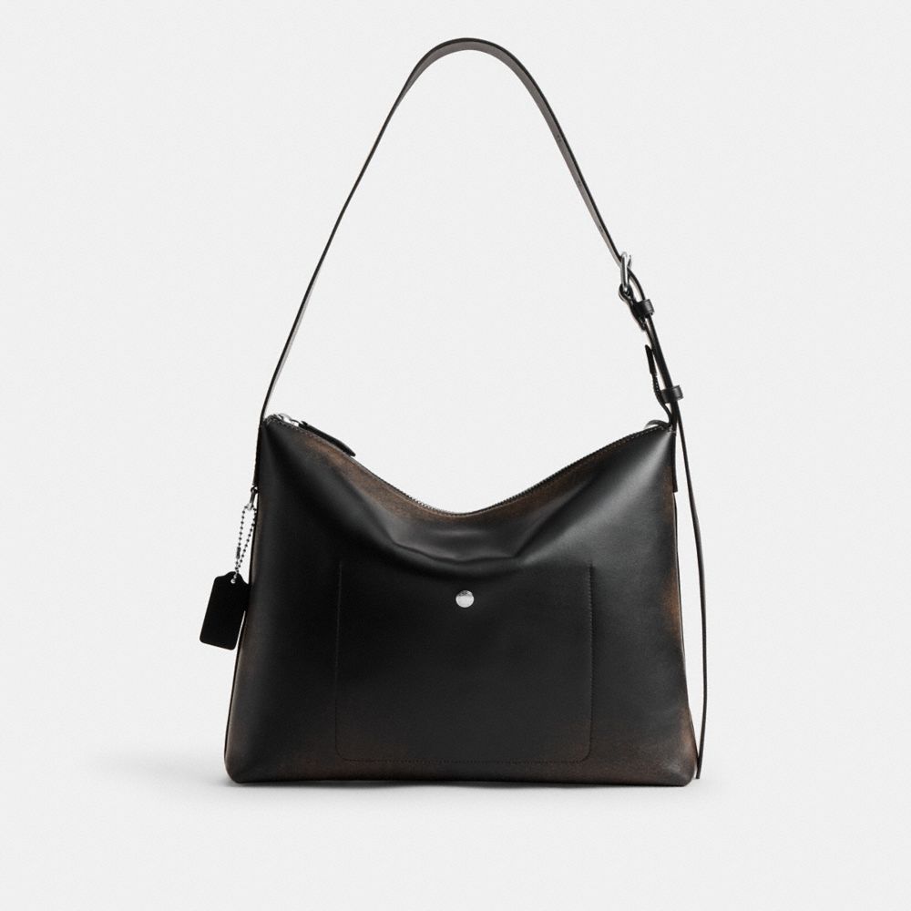 Coach Mott Messenger Bag 38 In Loved Leather Black/Light Tan