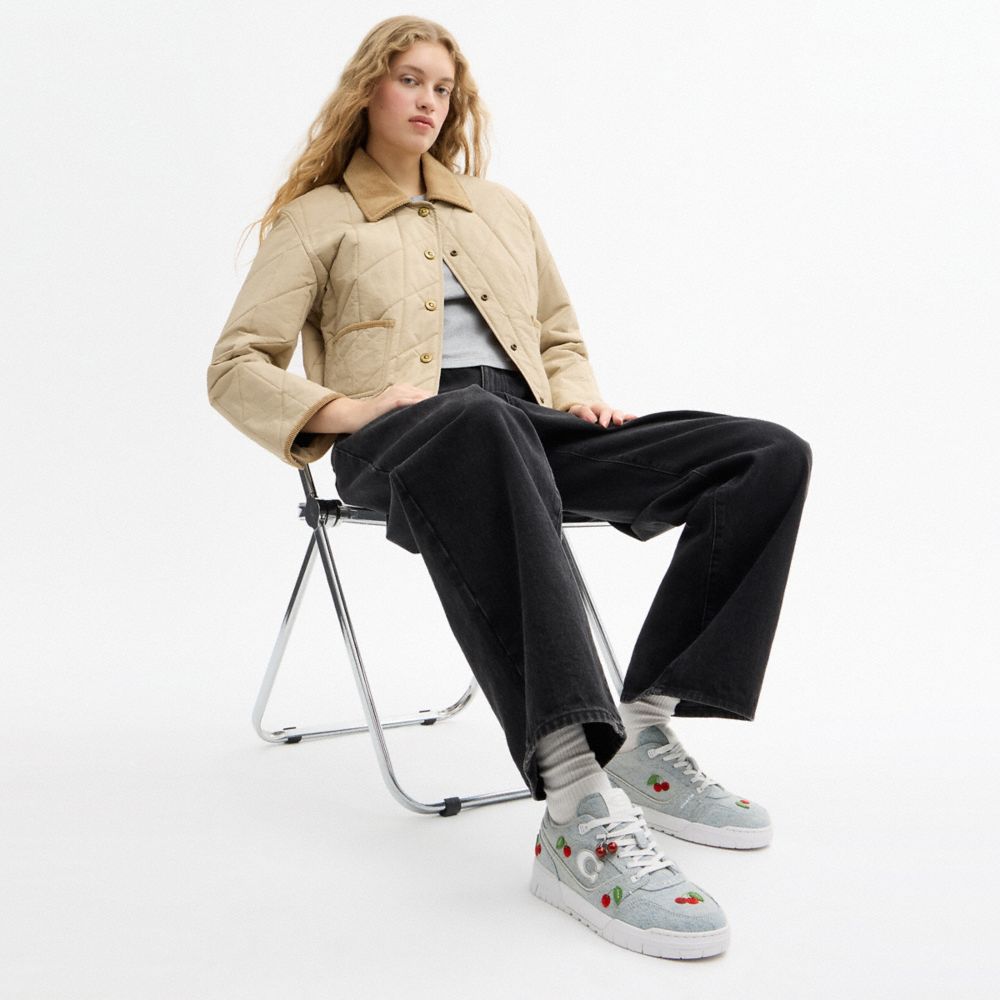 Women's Coach Soho Sneaker With Cherries Denim Optic White