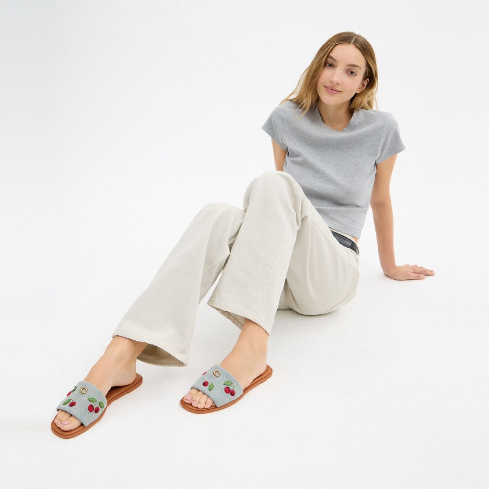 Women's Coach Holly Sandal With Cherries Denim Multi