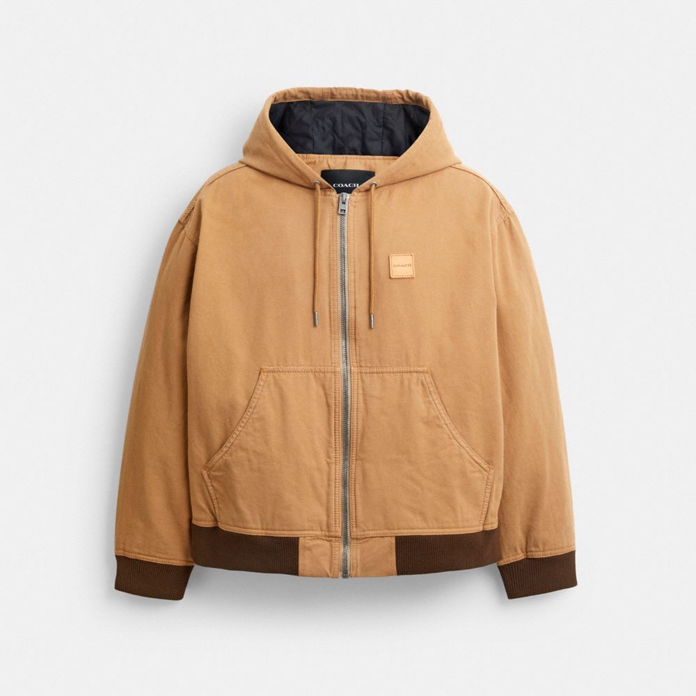 Coach Canvas Zip Hoodie Sand