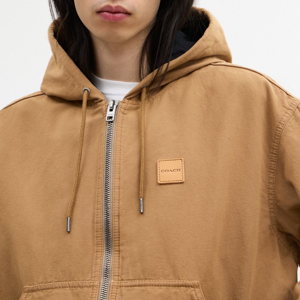 Coach Canvas Zip Hoodie Sand