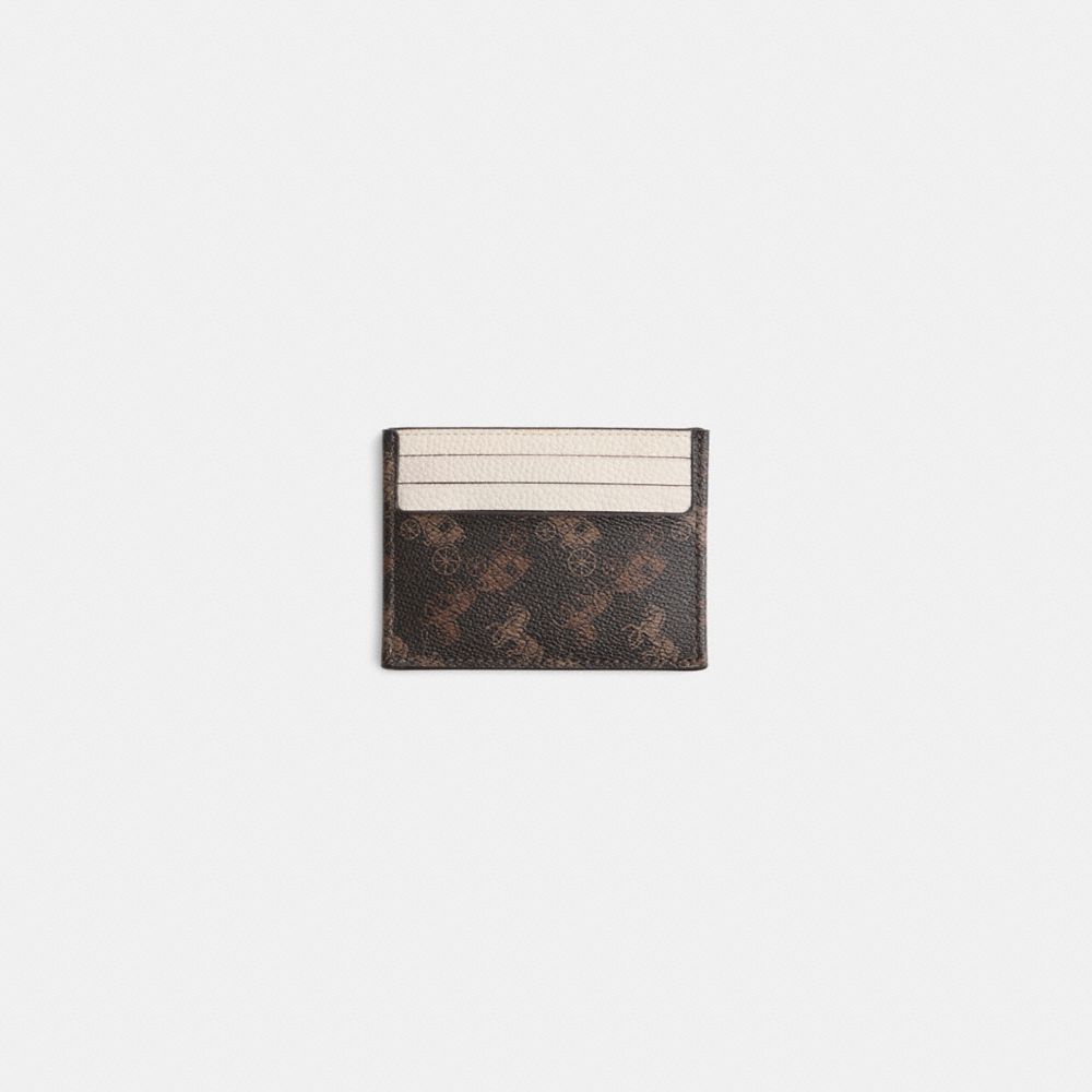 Coach Restored Card Case With Horse And Carriage Print Truffle Chalk