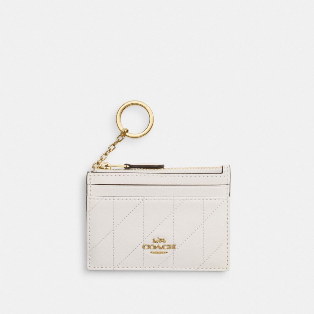 Coach Mini Skinny Id Case With Quilting Gold/Chalk
