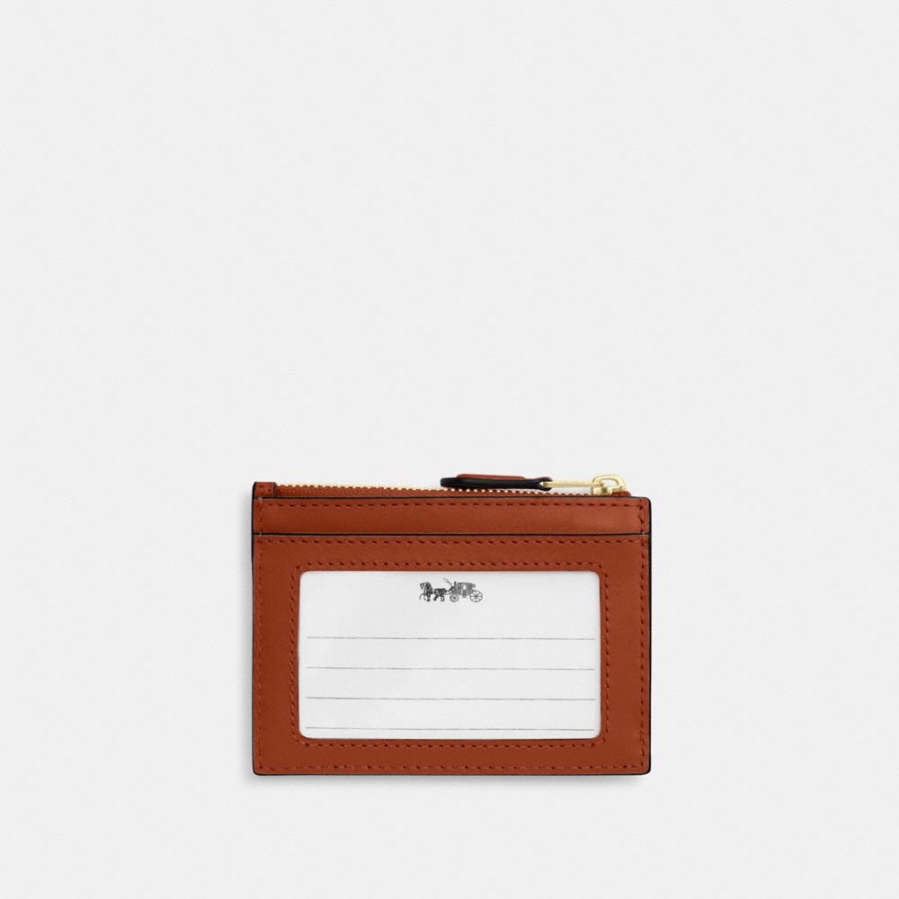 Coach Mini Skinny Id Case With Quilting Gold/Cinnamon