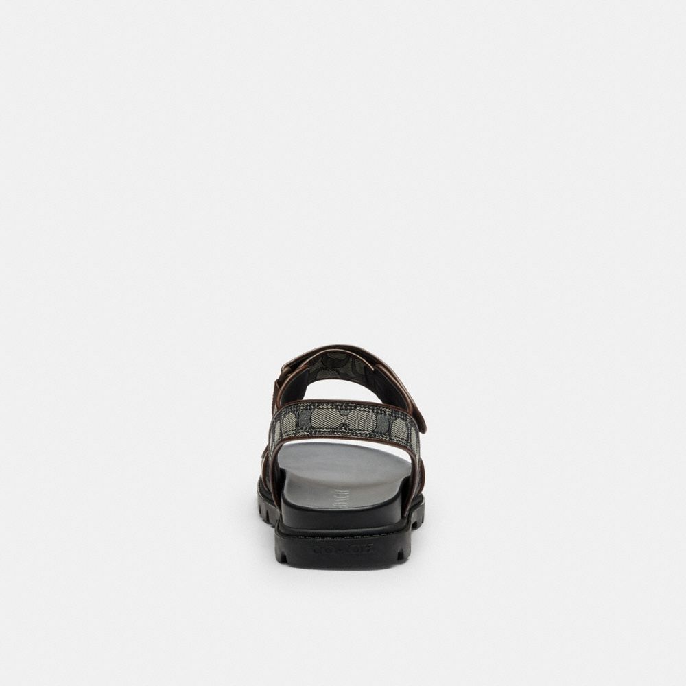 Men's Coach Double Strap Sandal In Signature Jacquard Deep Blue Multi