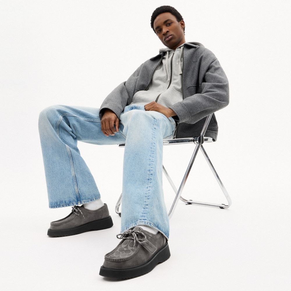 Men's Coach Chukka Boot In Signature Suede Charcoal Black