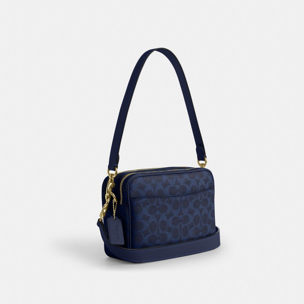 Coach Carey Crossbody Bag In Signature Canvas Gold/Navy