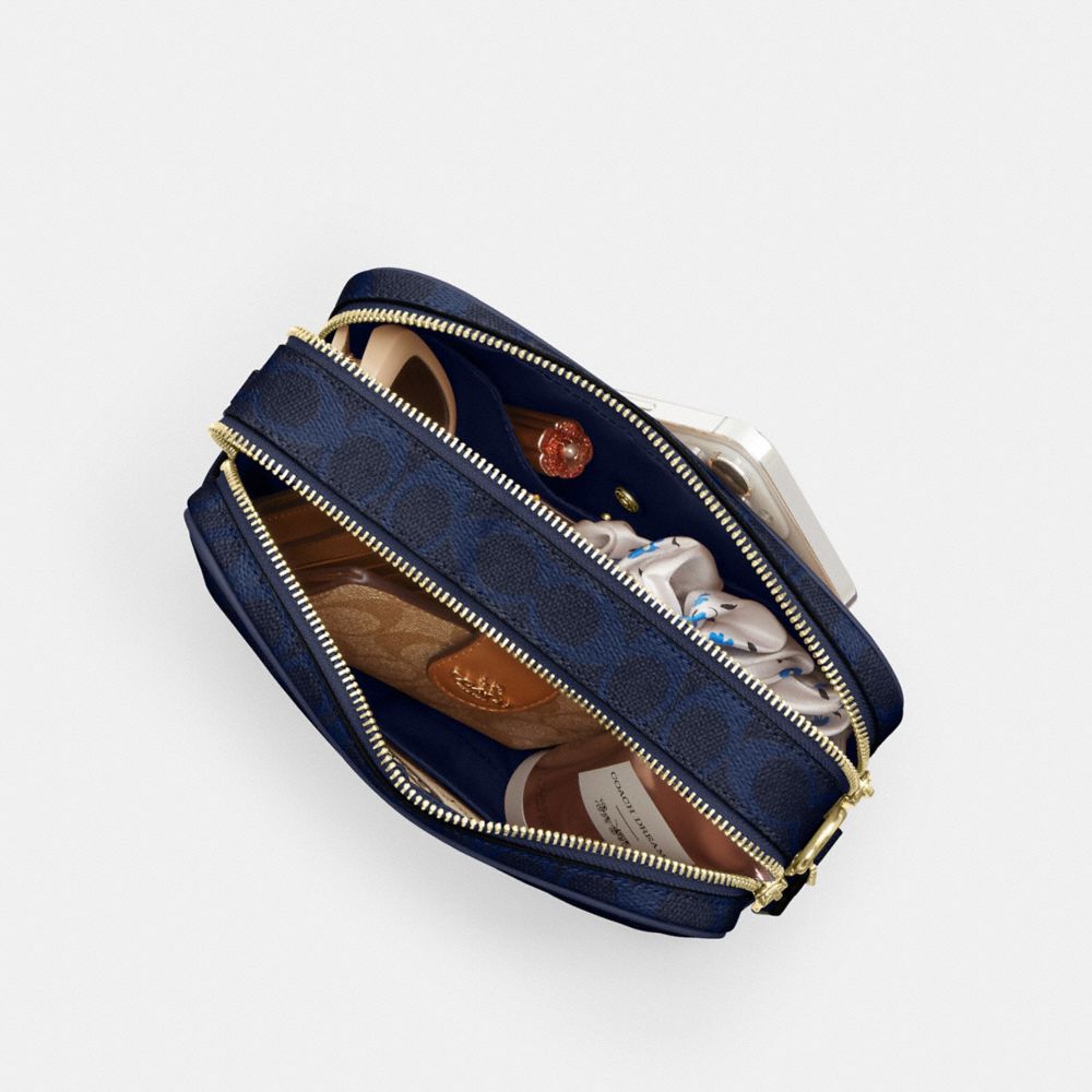 Coach Carey Crossbody Bag In Signature Canvas Gold/Navy