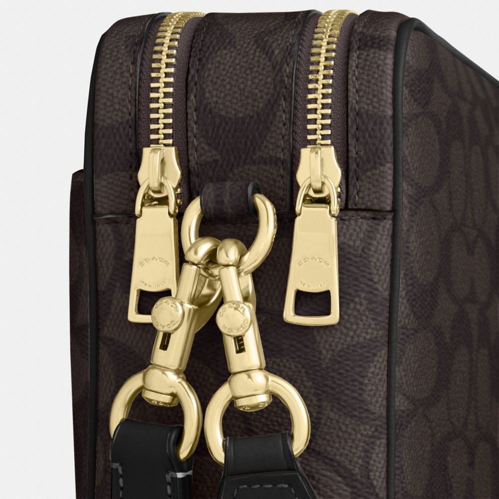Coach Carey Crossbody Bag In Signature Canvas Gold Walnut Black
